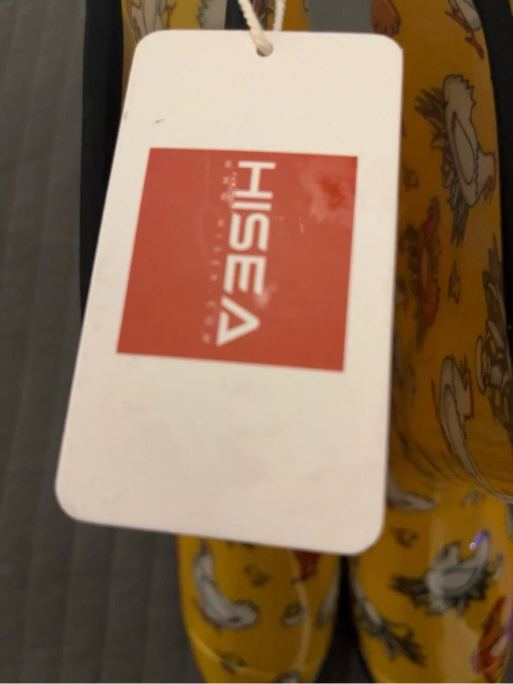 NWT HISEA Yellow Chicken Print Waterproof Mid-Calf Rain Boots Women’s Size 9